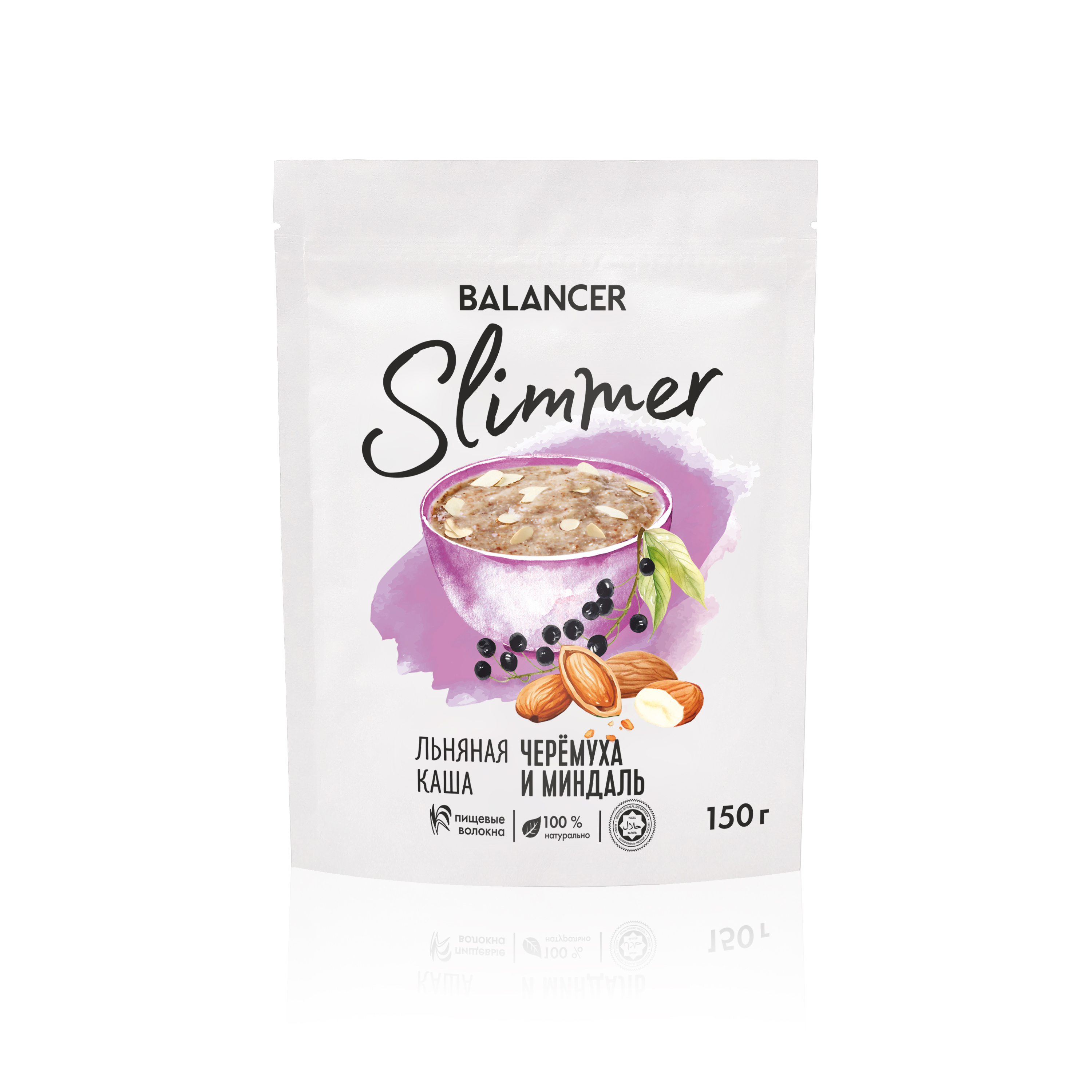 Натуральная льняная каша BALANCER Slimmer с лепестками ядер миндаля и черемухой, 150 г