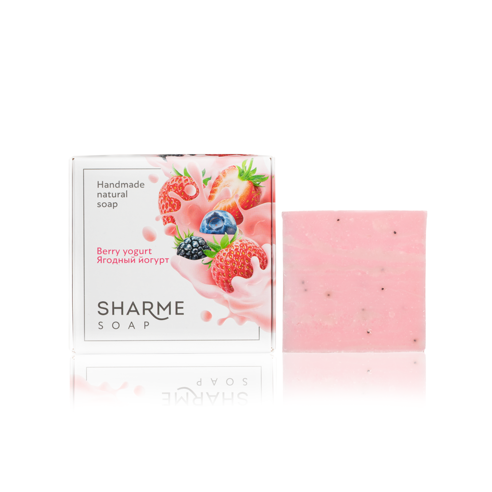 Натуральное твердое мыло ручной работы с ароматом ягодного йогурта SHARME SOAP, 80 г.