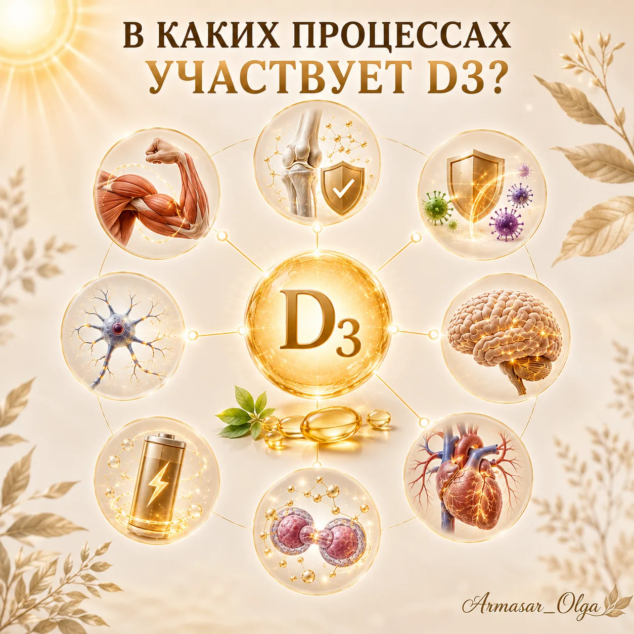 ━━━━━━
🔹 В КАКИХ ПРОЦЕССАХ УЧАСТВУЕТ ВИТАМИН D3?
━━━━━━
В…